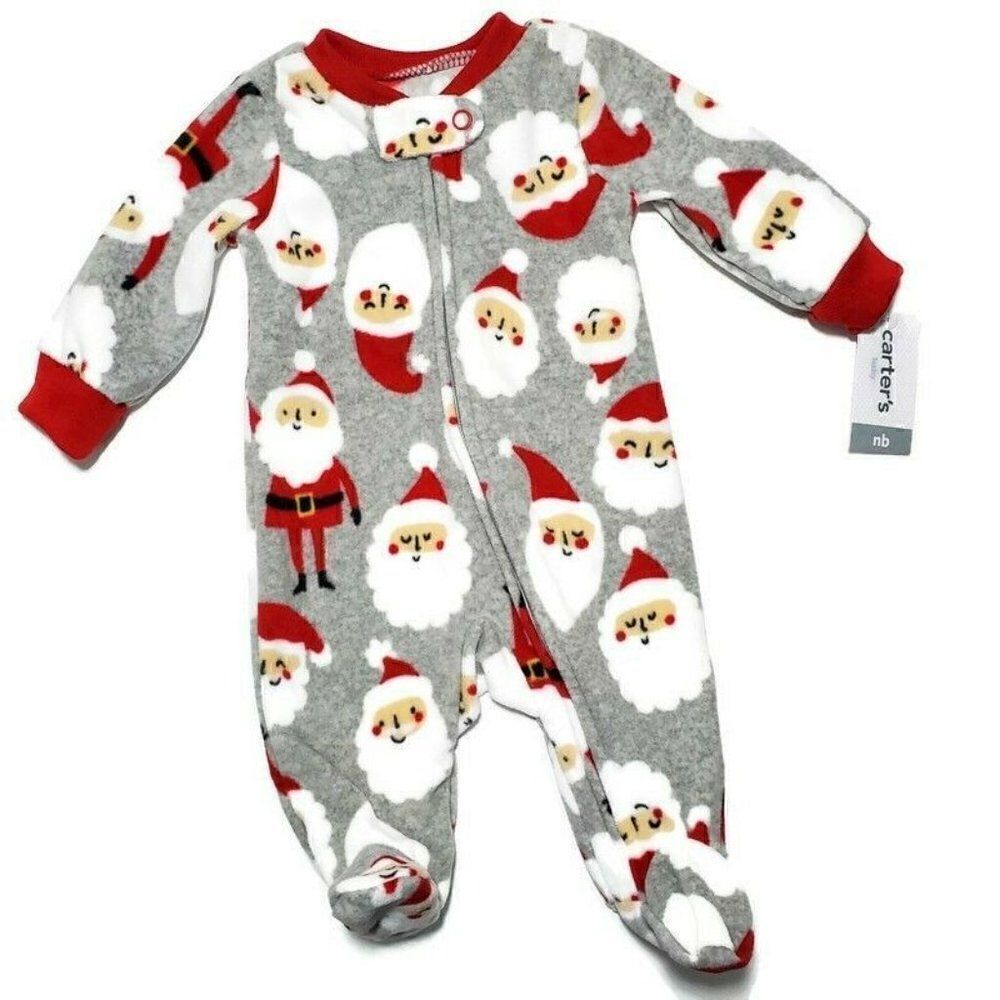Carters Santa Christmas Newborn Baby Footed Pajamas NWT